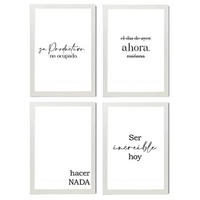 POSTER Set mit 4 Jetzt TypografieStil A3 Weißer Rahmen - Weiß, Papier (29.7/3cm) - Nacnic