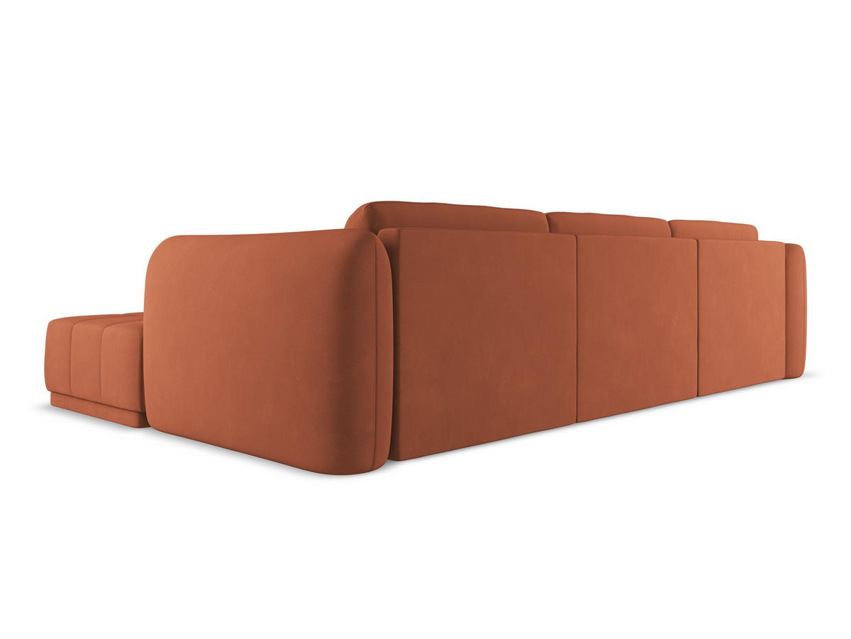 ECKSOFA Rechts Chenille Stoff Orange - Beige/Terracotta, Kunststoff/Textil (290/170cm) - Makamii