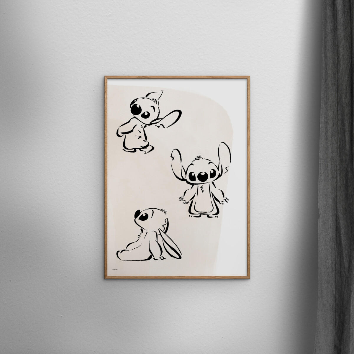 POSTER mit Rahmen Disney - Disney - Stitch Ink Sketch - Eichefarben/Beige, Holz/Papier (30/40cm) - Poster&Frame