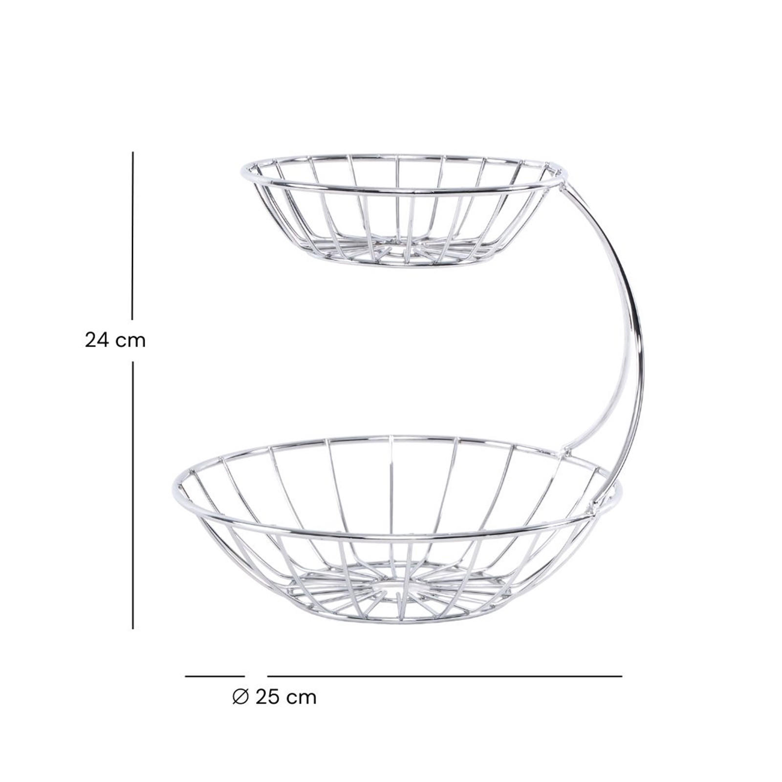 OBST-ETAGERE Stage Metall, zweistöckig silberfarben - Silberfarben, Metall (24cm) - DESIGN DELIGHTS