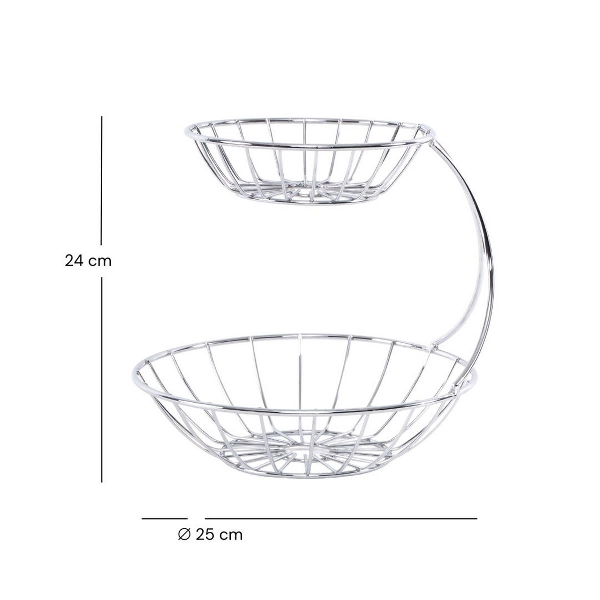 OBST-ETAGERE Stage Metall, zweistöckig silberfarben - Silberfarben, Metall (24cm) - DESIGN DELIGHTS