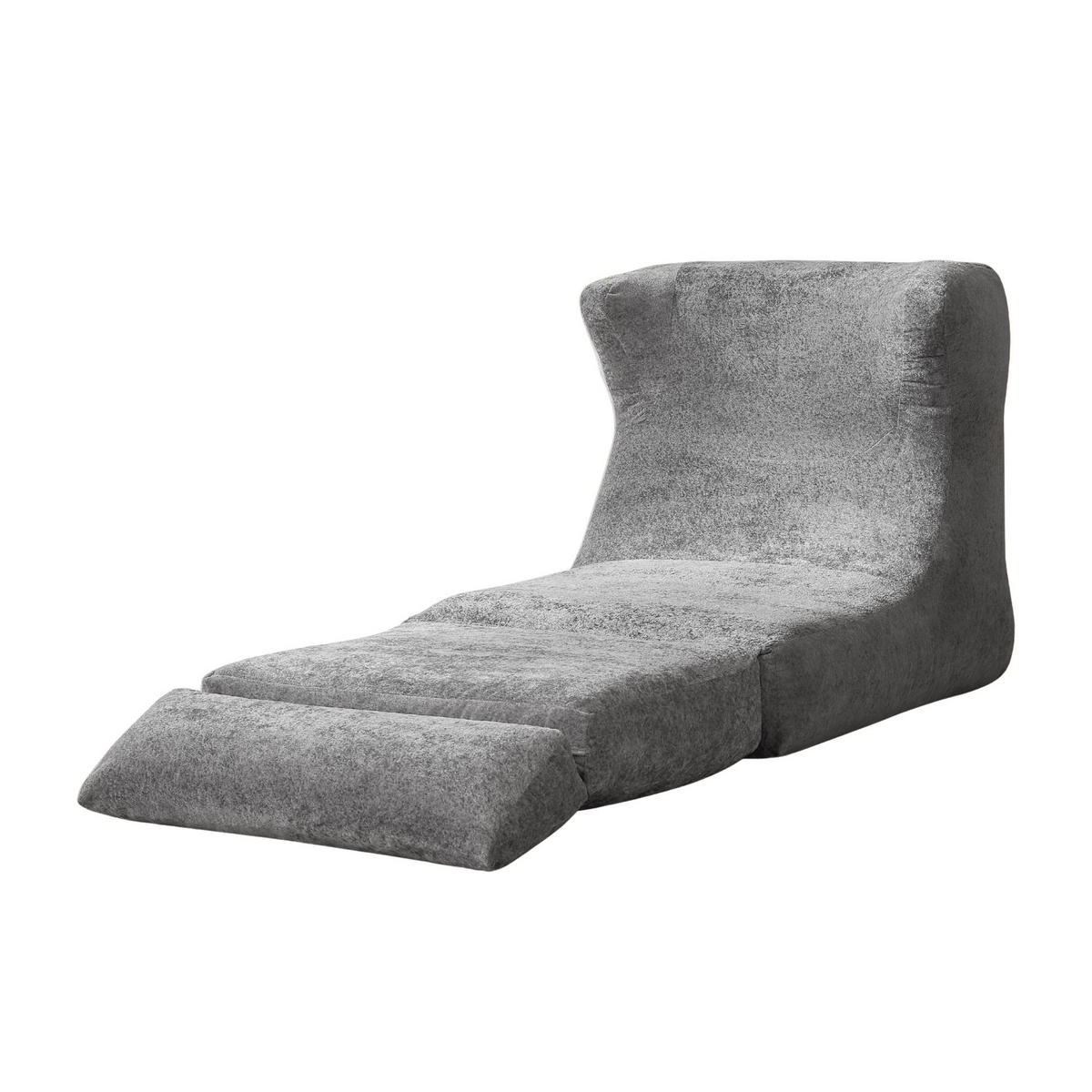 LOUNGE SESSEL Chenille Optik umwandelbar zum Liegestuhl - Grau, Textil (90/86/118cm) - Urban Meuble