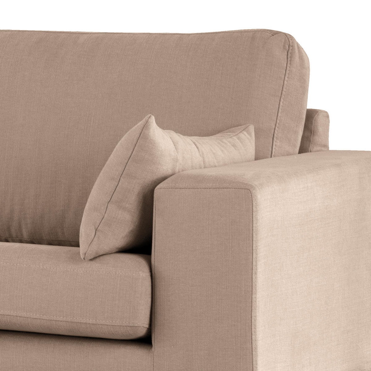 2-SITZER SOFA - Taupe/Eichefarben, Naturmaterialien/Eichenholz (197/81/88cm) - home24