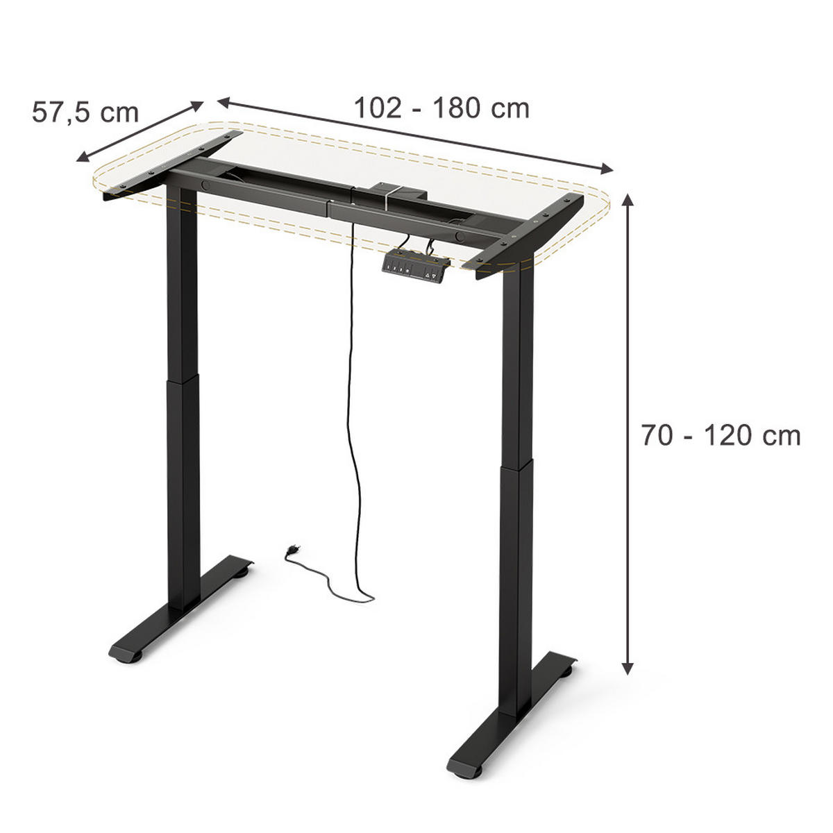 STOLNÍ NOHY Elevate Antracit - černá, kov (57.5/180/120cm) - Vicco
