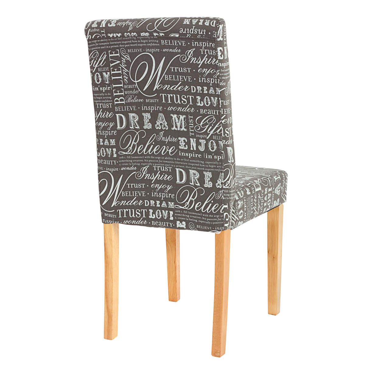 ESSZIMMERSTUHL SCHRIFT Grau, Weiß, Braun 4er-Set - Weiß/Braun, Textil (43/90/56cm) - Jamb
