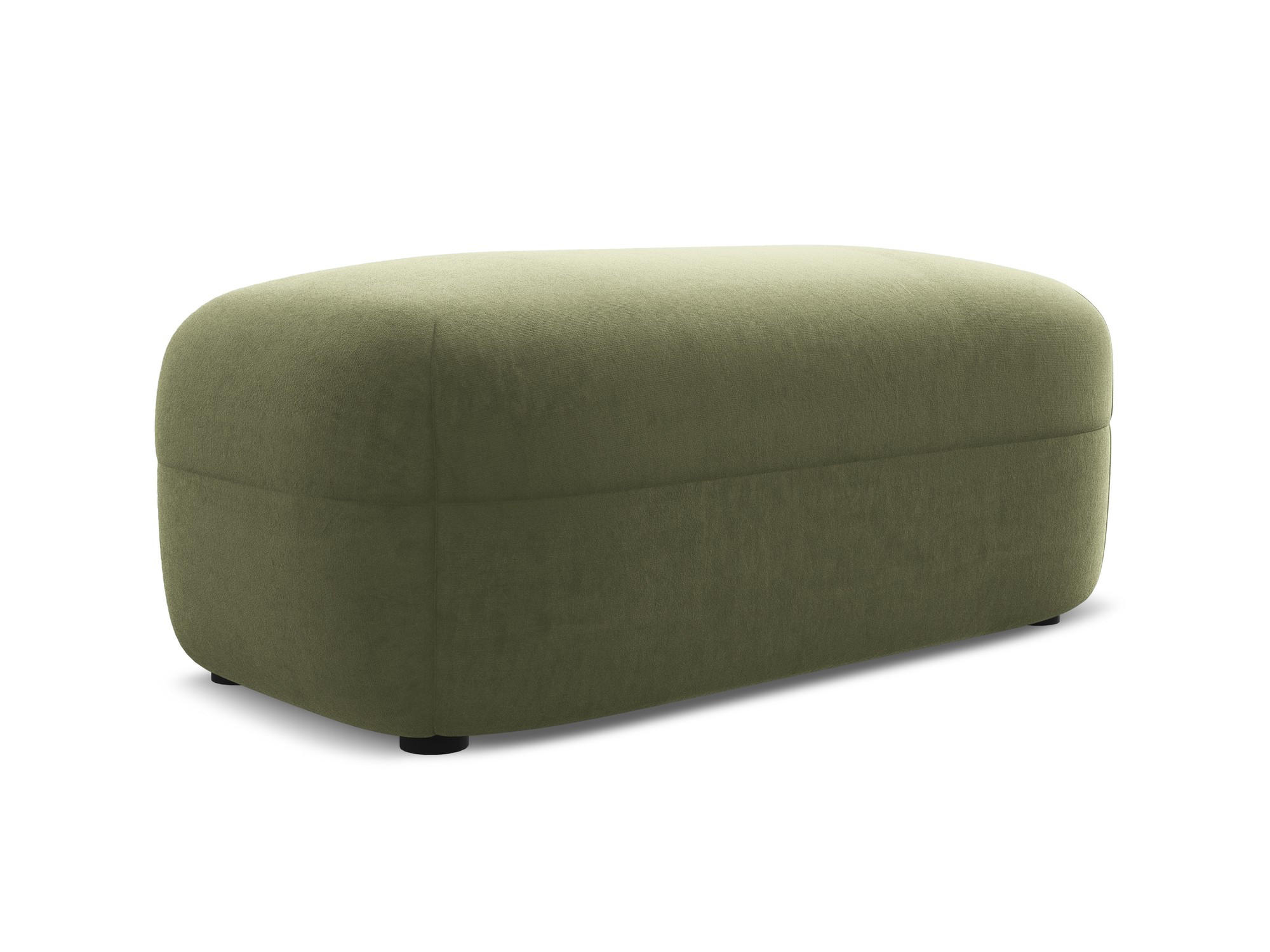 POUF Samt Stoff Grün - Schwarz/Olivgrün, Kunststoff/Textil (92/40/48cm) - Makamii