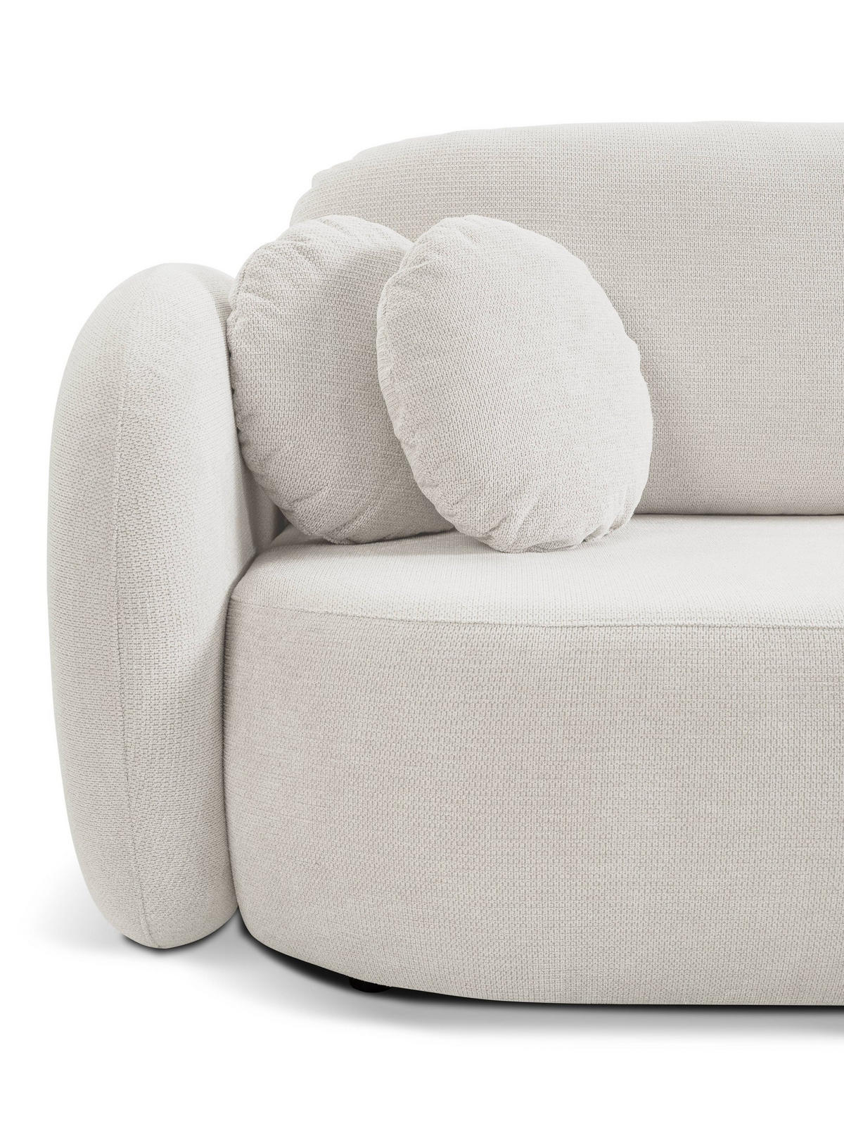 ECKSOFA AMICO R-S Weiß Geflochtener Stoff mit Schlaffunktion - Weiß, Holz (248/174cm) - MASSENO