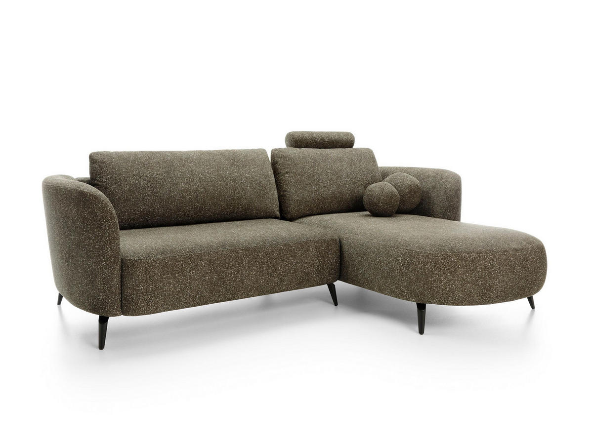 ECKSOFA VICO Grün Velours-Stoff mit Schlaffunktion - Grün, Holz (260/183cm) - MASSENO