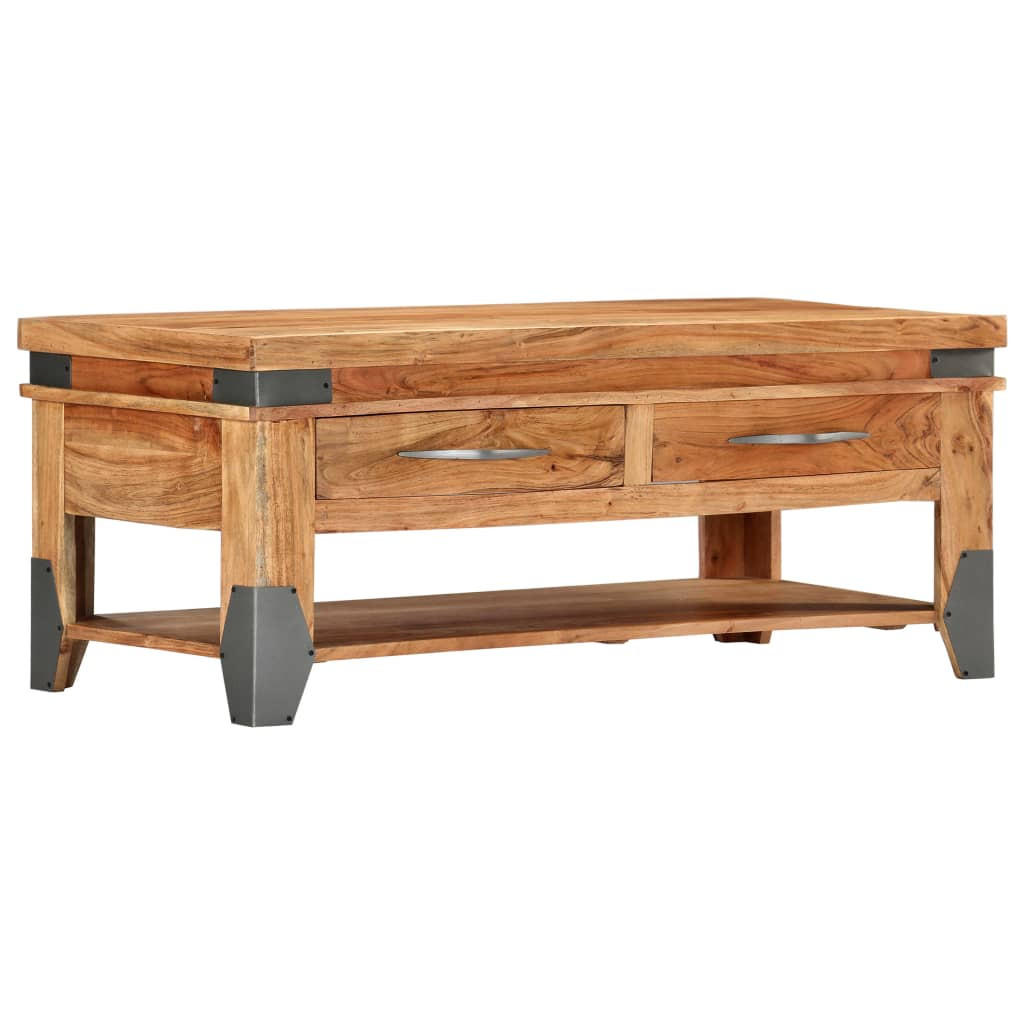 COUCHTISCH 110x52x45 cm Massivholz Akazie - Braun, Holz (52/110/45cm) - furnicato
