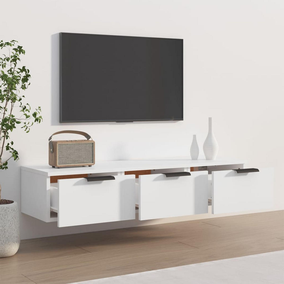 WANDSCHRANK Weiß 102x30x20 cm Holzwerkstoff - Weiß, Holzwerkstoff (102/20/30cm) - furnicato