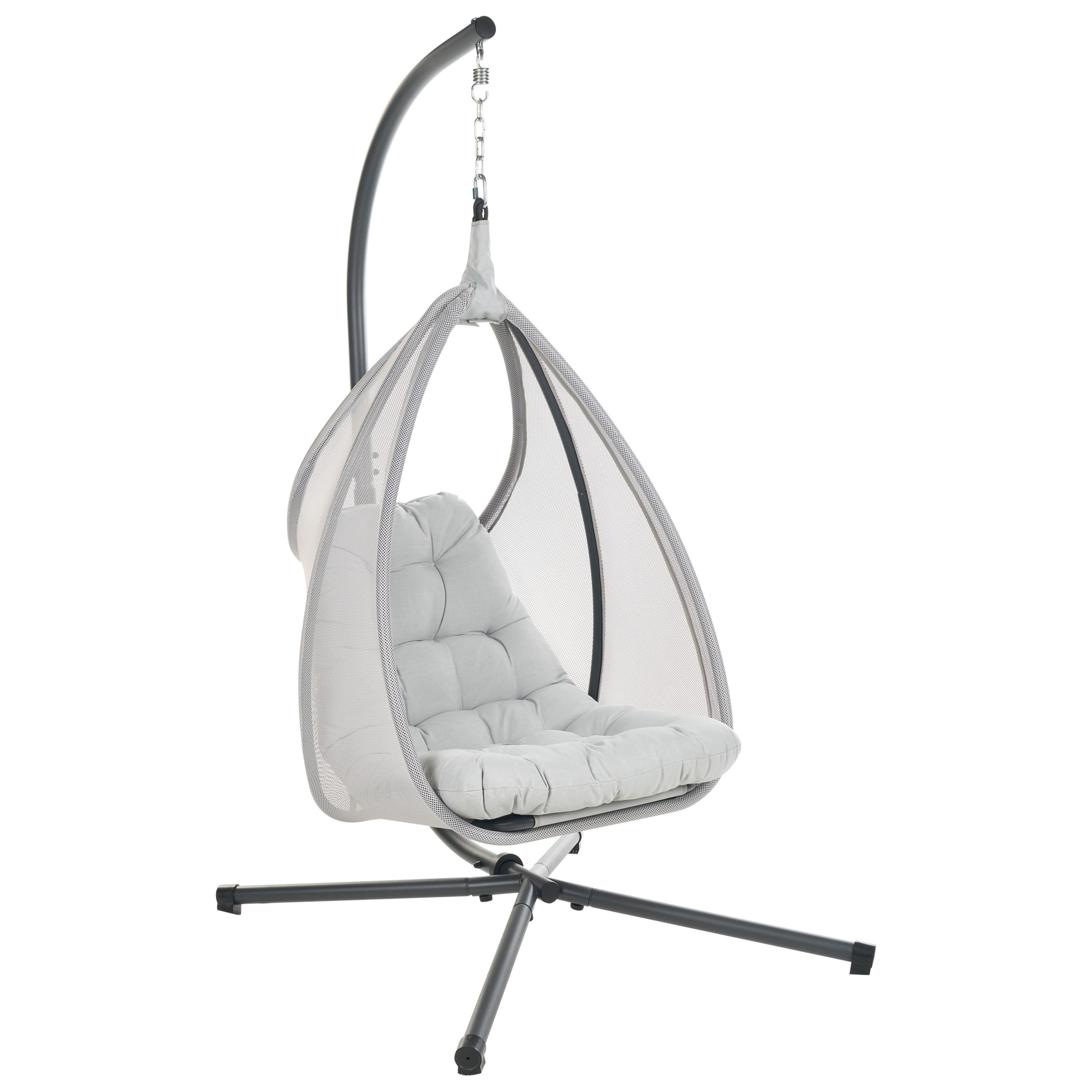 HÄNGESESSEL Grau Avegno - Hellgrau, Textil (98/195/136cm) - Beliani