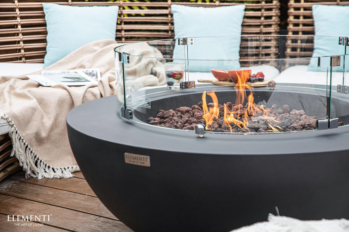 FEUERSTELLE Lunar in Beton-Optik dunkelgrau aus Faserbeton - Dunkelgrau, Stein (107/40/107cm) - Elementi