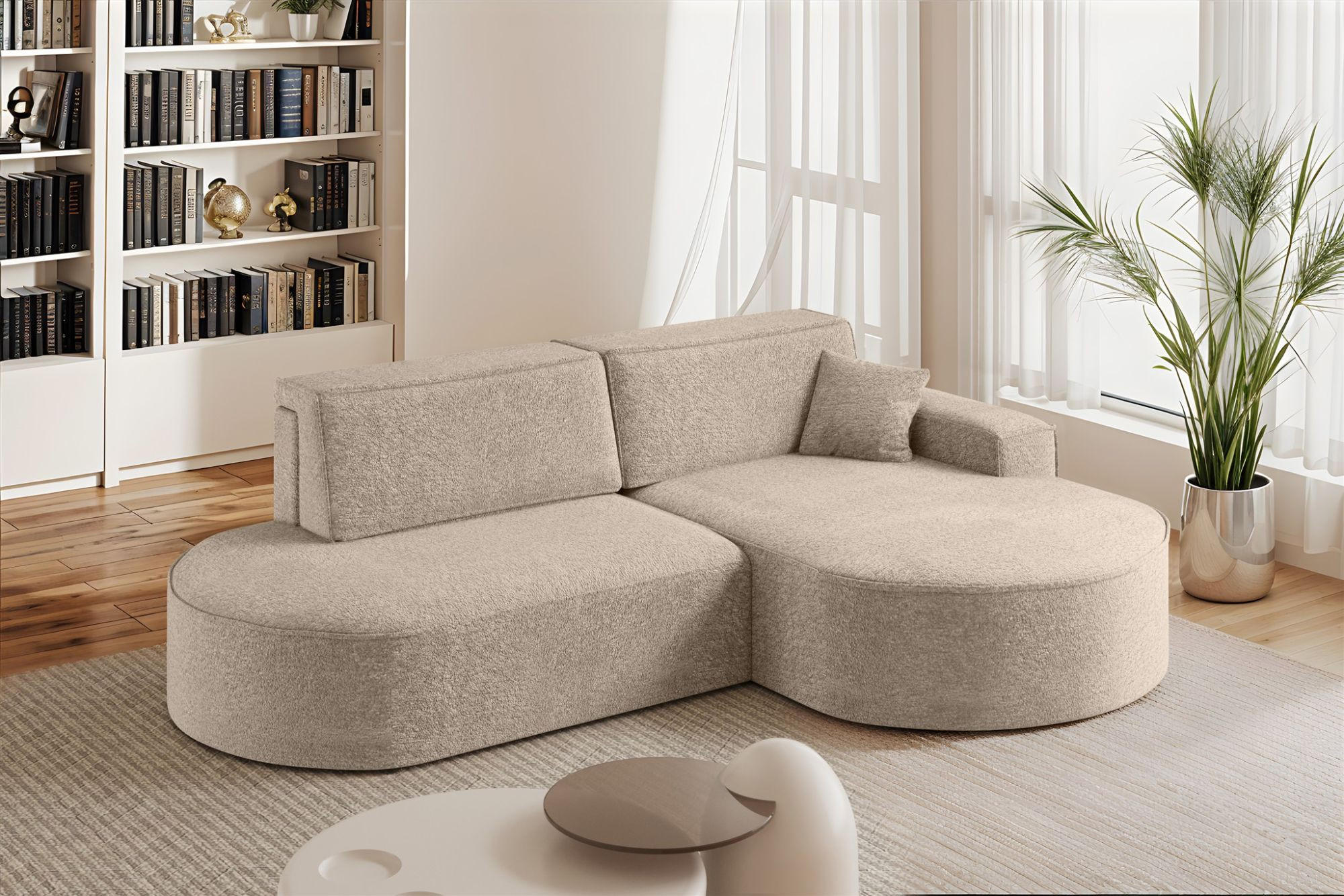 ECKSOFA Venedig Mit Schlaffunktion - Beige, Holzwerkstoff/Textil (278/179cm) - Fun Möbel