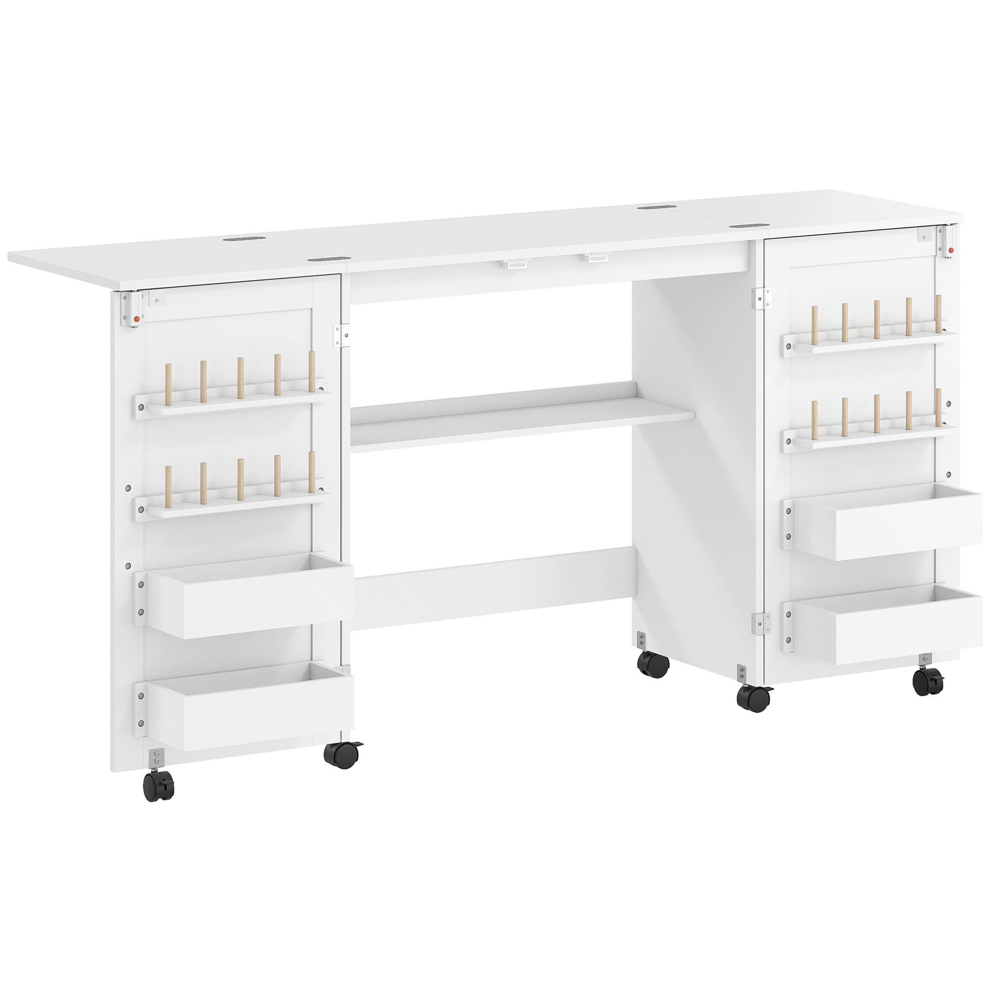 NÄHTISCH Spanplatte Weiß - Schwarz/Weiß, Holzwerkstoff/Kunststoff (160/40/81cm) - HOMCOM