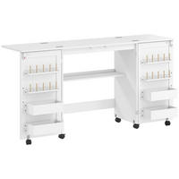 NÄHTISCH Spanplatte Weiß - Schwarz/Weiß, Holzwerkstoff/Kunststoff (160/40/81cm) - HOMCOM