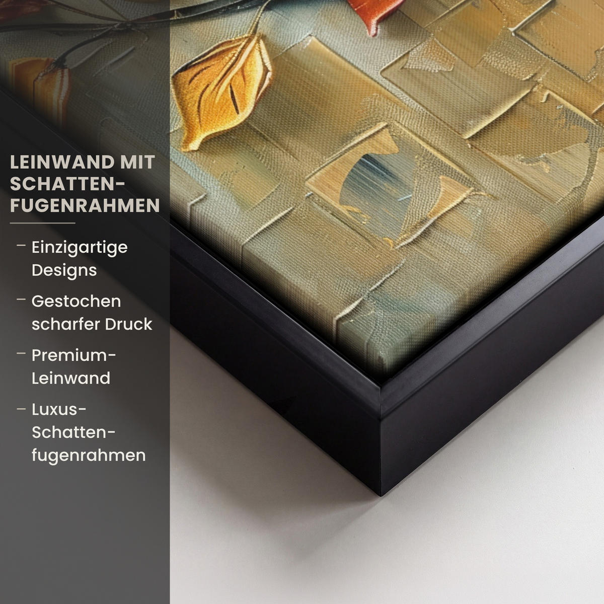 LEINWAND Bilder mit Rahmen - Baum - Abstrakt - Natur - Kunst - 20x30 - Goldfarben, Textil (20/30cm) - MuchoWow