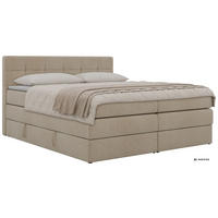 BOXSPRINGBETT SOLVEN KING 160/200 - Beige Stukture - Topper T25 - H3 - Beige/Schwarz, Kunststoff/Textil (160/200cm) - MKS