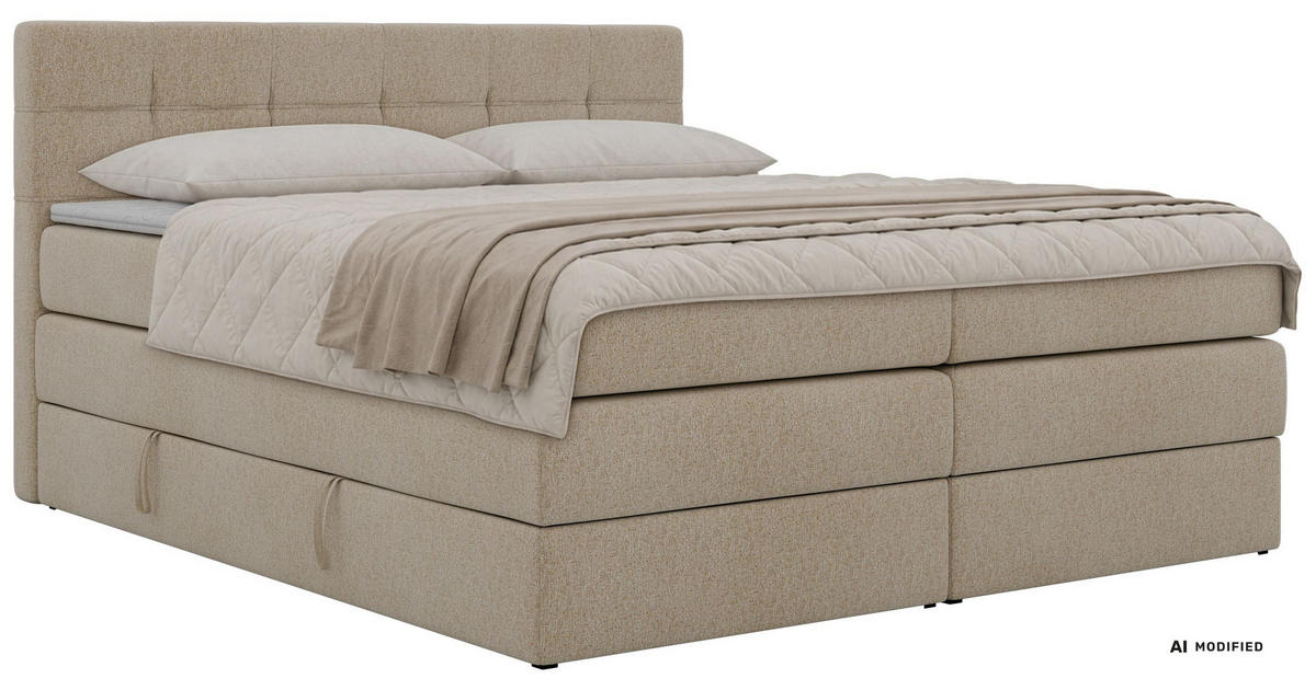 MKS BOXSPRINGBETT SOLVEN KING 140/200 - Beige Stukture - Topper Visco ...