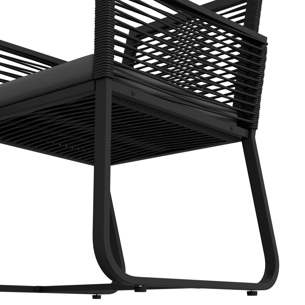 RATTAN-STUHL Schwarz 57.0/53.0/77.0cm - Schwarz, Kunststoff (53/77/57cm)