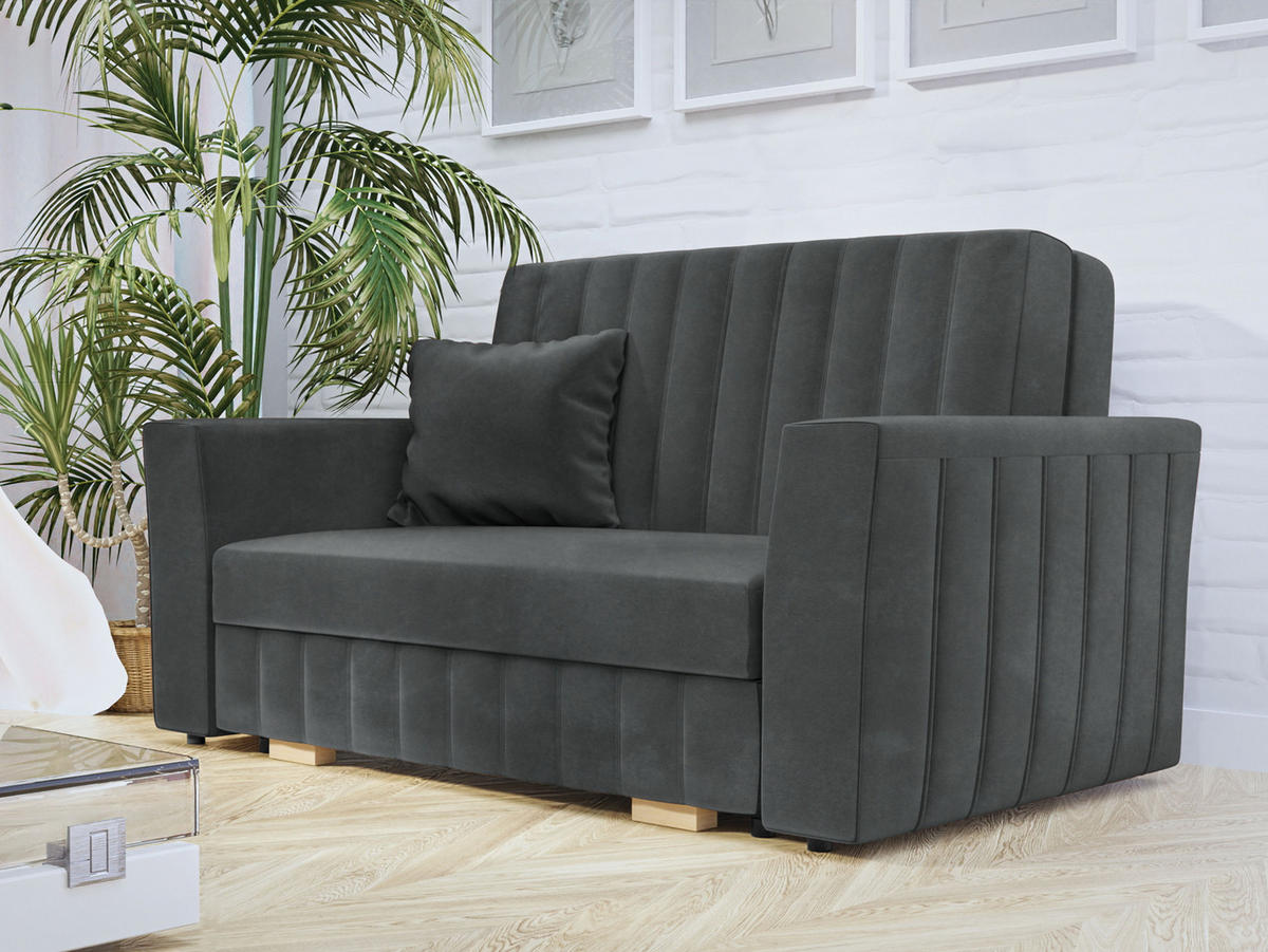 SCHLAFSOFA Viva Glam II - Graphitfarben/Naturfarben, Holz/Kunststoff (145/85/98cm) - MIRJAN24
