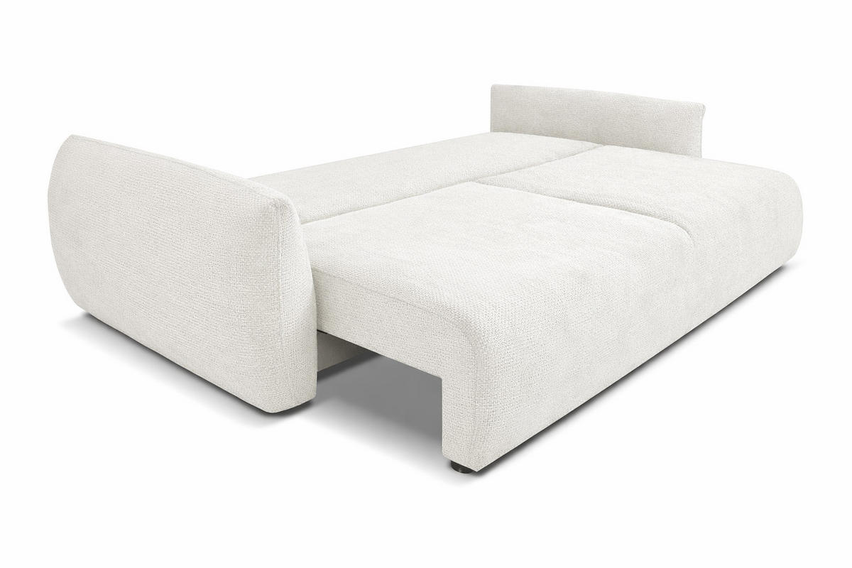 SOFA Mit Schlaffunktion Und Bettkasten, Chenille-Stoff Flow, Ecru, Zephira - Ecru, Holz (238/87/140cm) - Kaiser Möbel
