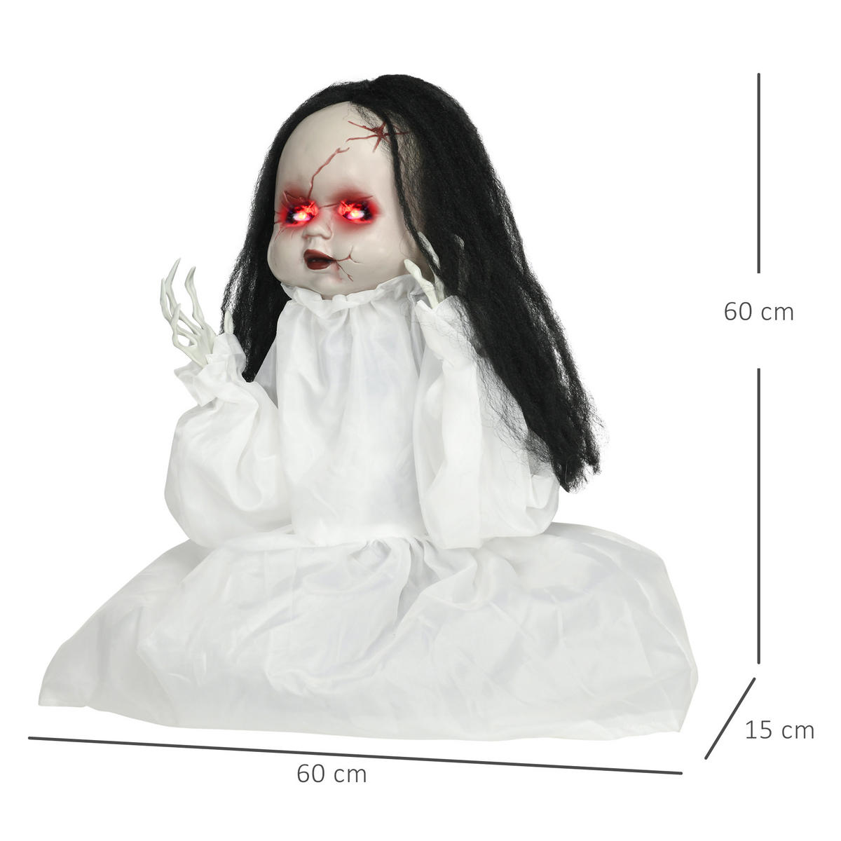 HALLOWEEN HORROR-CLOWN, Weiß, Polyester, PE, Stahl - Weiß, Kunststoff (15/60/60cm) - HOMCOM