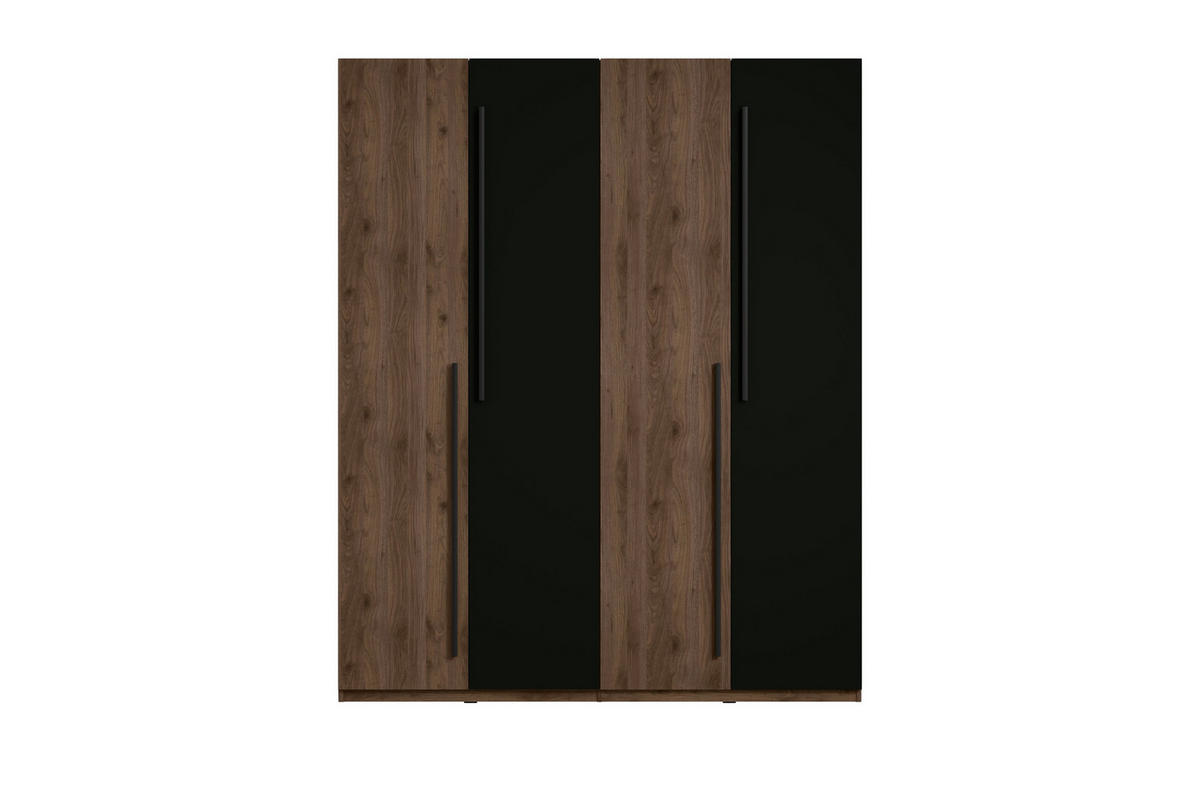 KLEIDERSCHRANK VASSA 226 / 220 / 146 cm in Schwarz / Nussbaum mit Schminktisch - Nussbaumfarben/Schwarz, Holzwerkstoff (226/146/221cm) - Deine Möbel 24