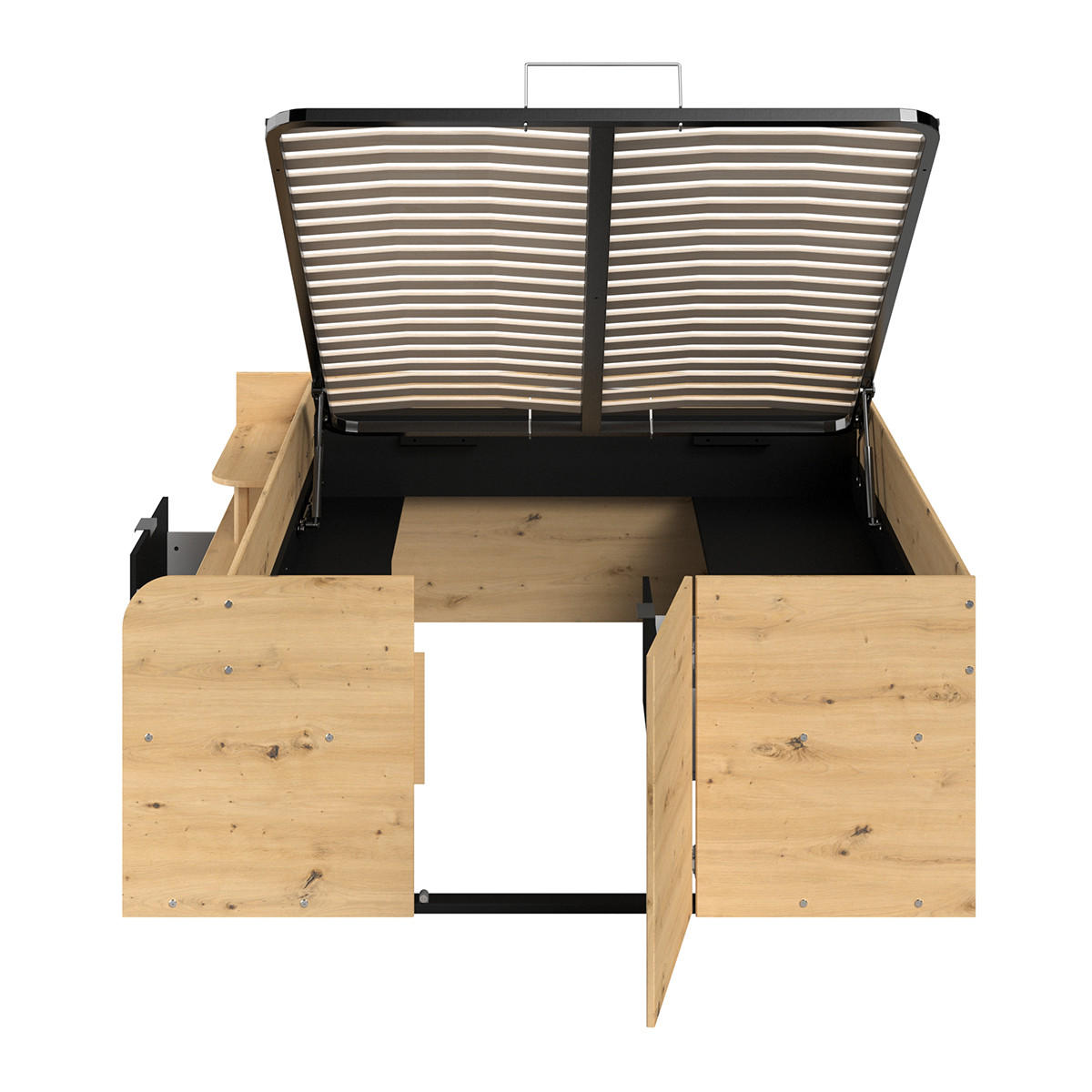 BETT mit Unterbett und Schublade - 140x190/200 cm - Travel - Weiß, Holzwerkstoff (140/200cm) - Calicosy