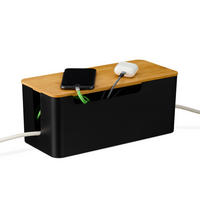 KABELBOX - Schwarz, Holz/Kunststoff (14/31/13cm) - Relaxdays