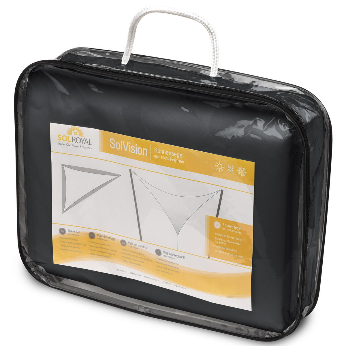 SONNENSEGEL SolVision PS9 500/500/700 cm dreieckig Anthrazit PE - Anthrazit, Kunststoff (500/500cm) - Sol Royal