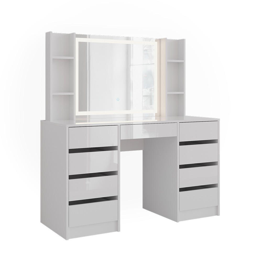 SCHMINKTISCH Sherry Weiß/Weiß Hochglanz 128.2 cm 4 Teile - Weiß Hochglanz, Holzwerkstoff (128.2/76/50.1cm) - Vicco