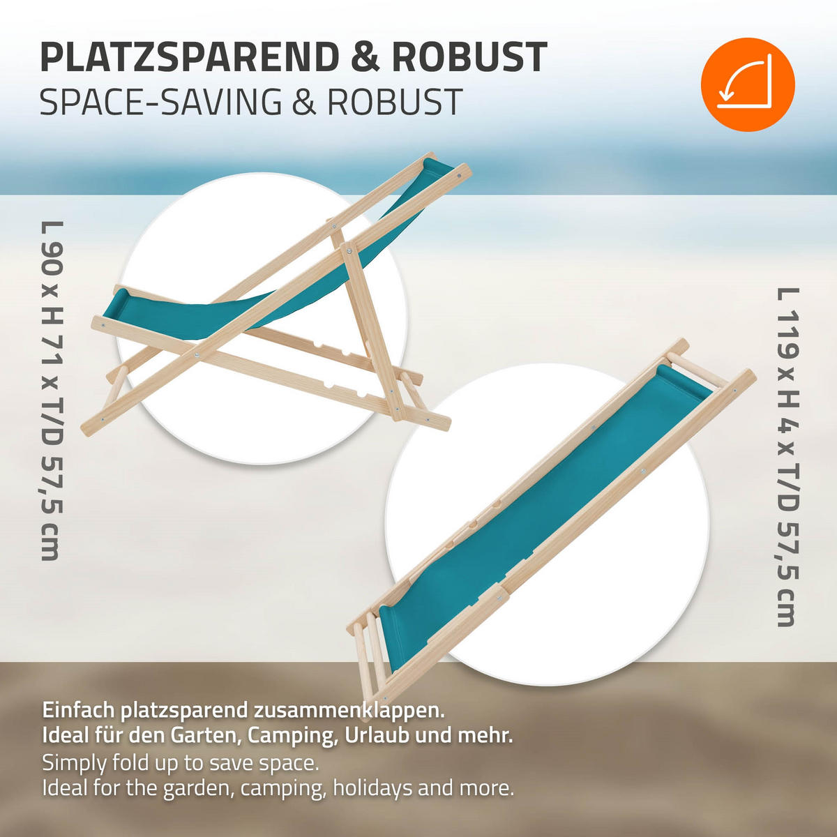 LIEGESTUHL Dunkelgrün - Türkis, Holz (57.5/83/100cm) - ECD-Germany