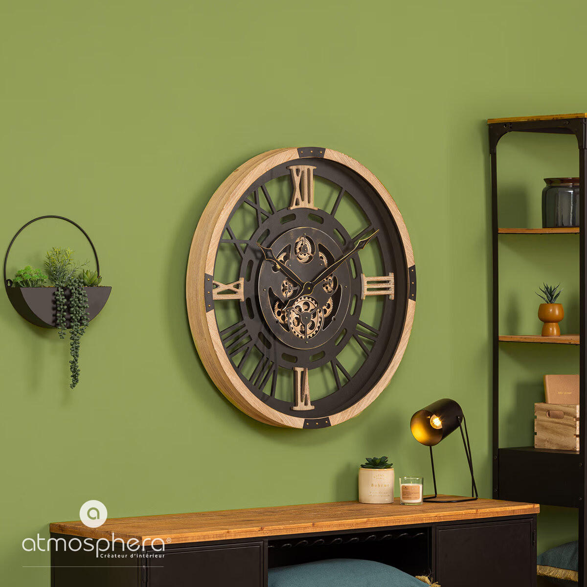 KÜNSTLICHE ZIMMERPFLANZE Metalltopf 41 cm - Schwarz, Metall (41cm) - Atmosphera Createur d´interieur
