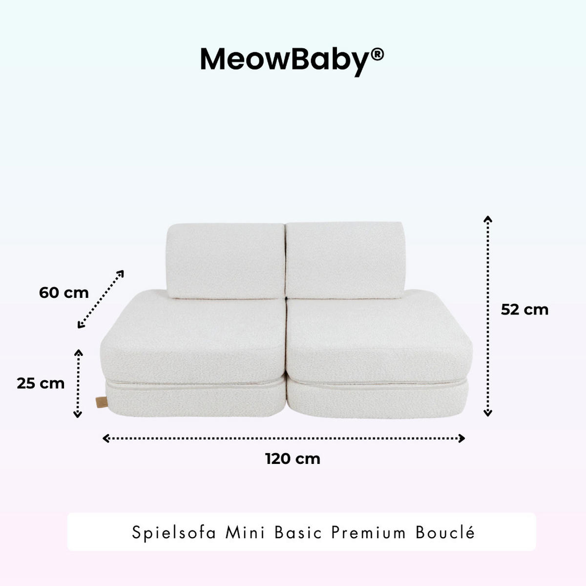 KINDERSOFA Pocket Basic modular 4-tlg. aus Bouclé in Weiß - Weiß, Textil (120/25/60cm) - MeowBaby