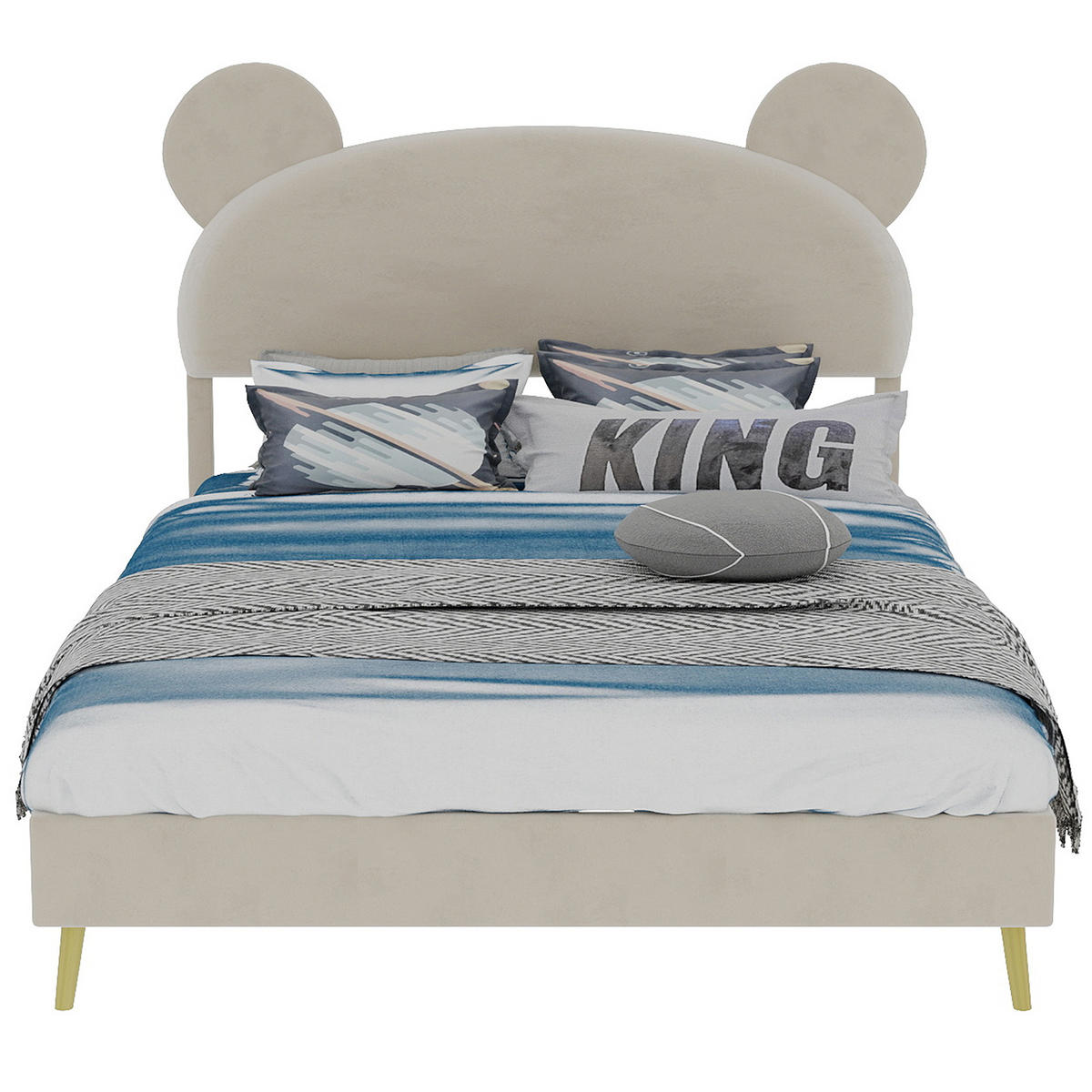 POLSTERBETT 140x200 cm Cartoon ohne Stauraum beige - Beige, Textil (140/200cm) - Fortuna Lai