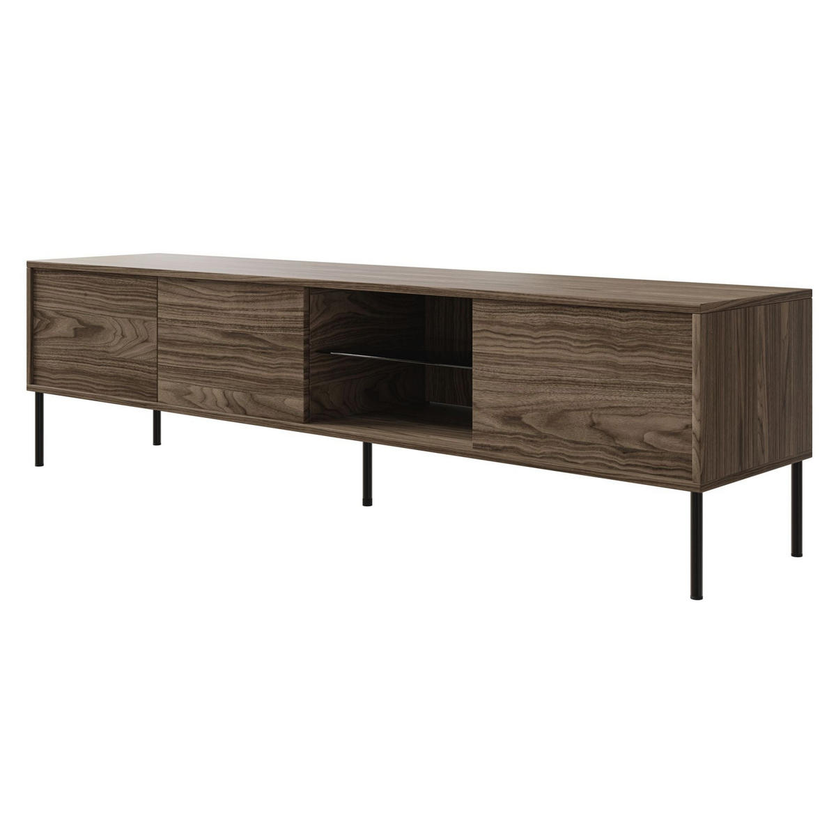 TV-SCHRANK Modity Holzoptik Nussbaum 175/47/31 cm - Dunkelbraun/Schwarz, Holzwerkstoff/Metall (175/47.5/31.2cm) - Selsey