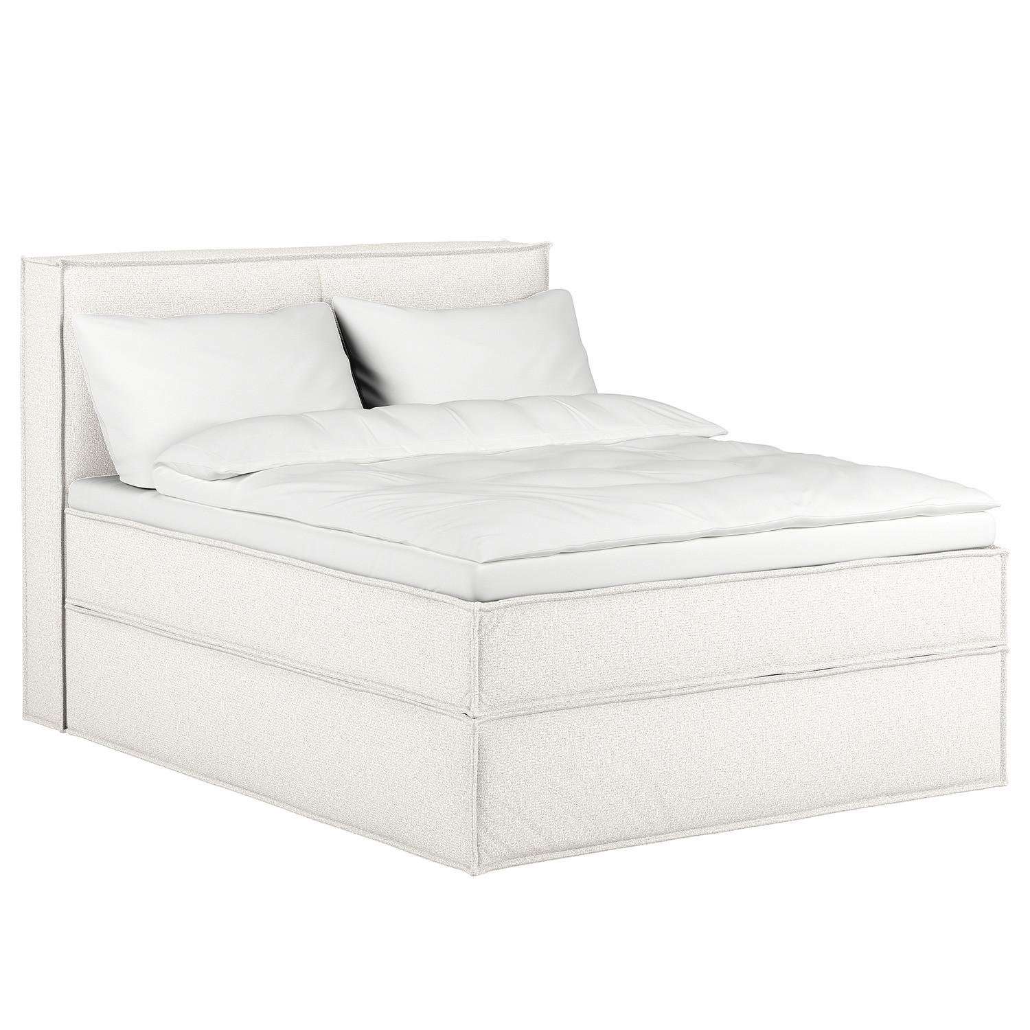 BOXSPRINGBETT mit Kopfteil - Premium - Weiß, Textil (160/200cm) - home24