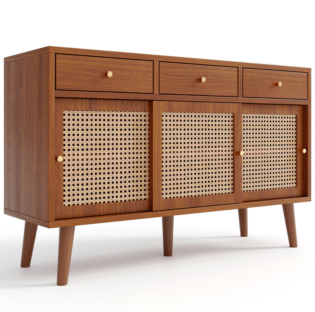 SIDEBOARD mit 3 Schubladen und 3 Türen 120 x 40 x 78 cm Walnut - Dunkelbraun, Holzwerkstoff (120/78/40cm) - Meubliv
