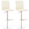 BARHOCKER 2er Set Diver Kunstleder Creme Silber - Creme, Leder/Metall (40/93/49cm) - DELUKE