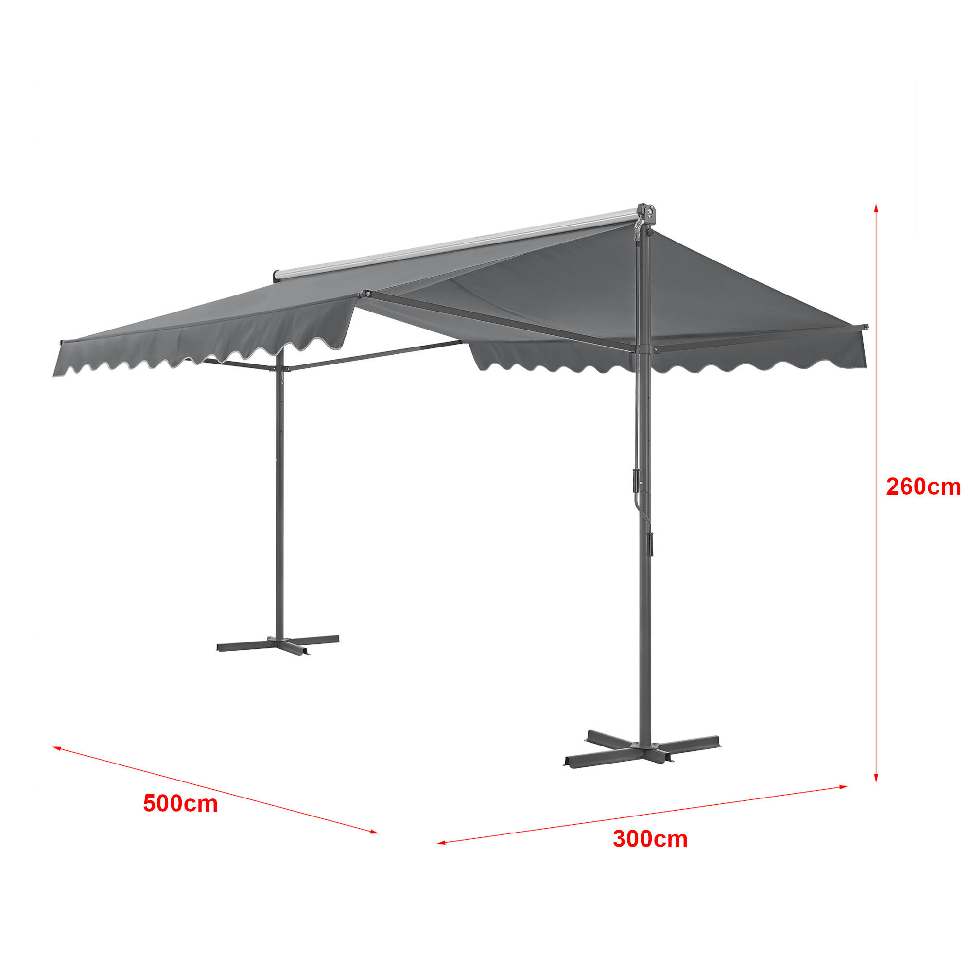 Thumbnail - pro.tec Standmarkise, Dunkelgrau, Textil, 500x260x300 cm, Sonnen- & Sichtschutz, Sichtschutz Garten, Markisen
