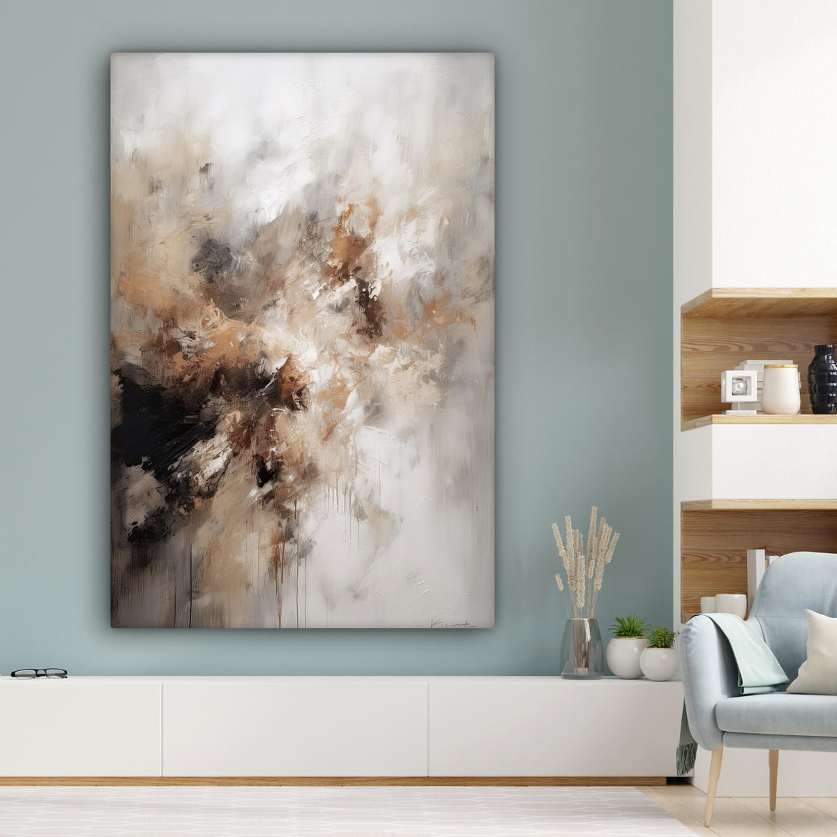 OBRAZ NA PLÁTNĚ Barva - abstraktní - béžová - umění 90x140 cm - šedobéžová, textil (90/140cm) - MuchoWow
