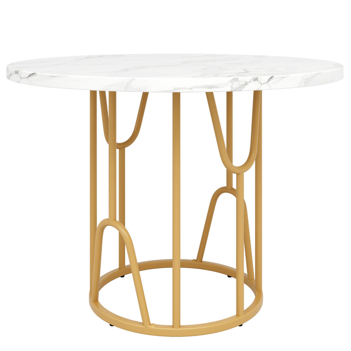 ESSTISCH, MDF-Tischplatte in Marmoroptik & Metallgestell, 80/80/76 cm, Gold - Goldfarben, Holzwerkstoff (80/80/76cm) - Redom