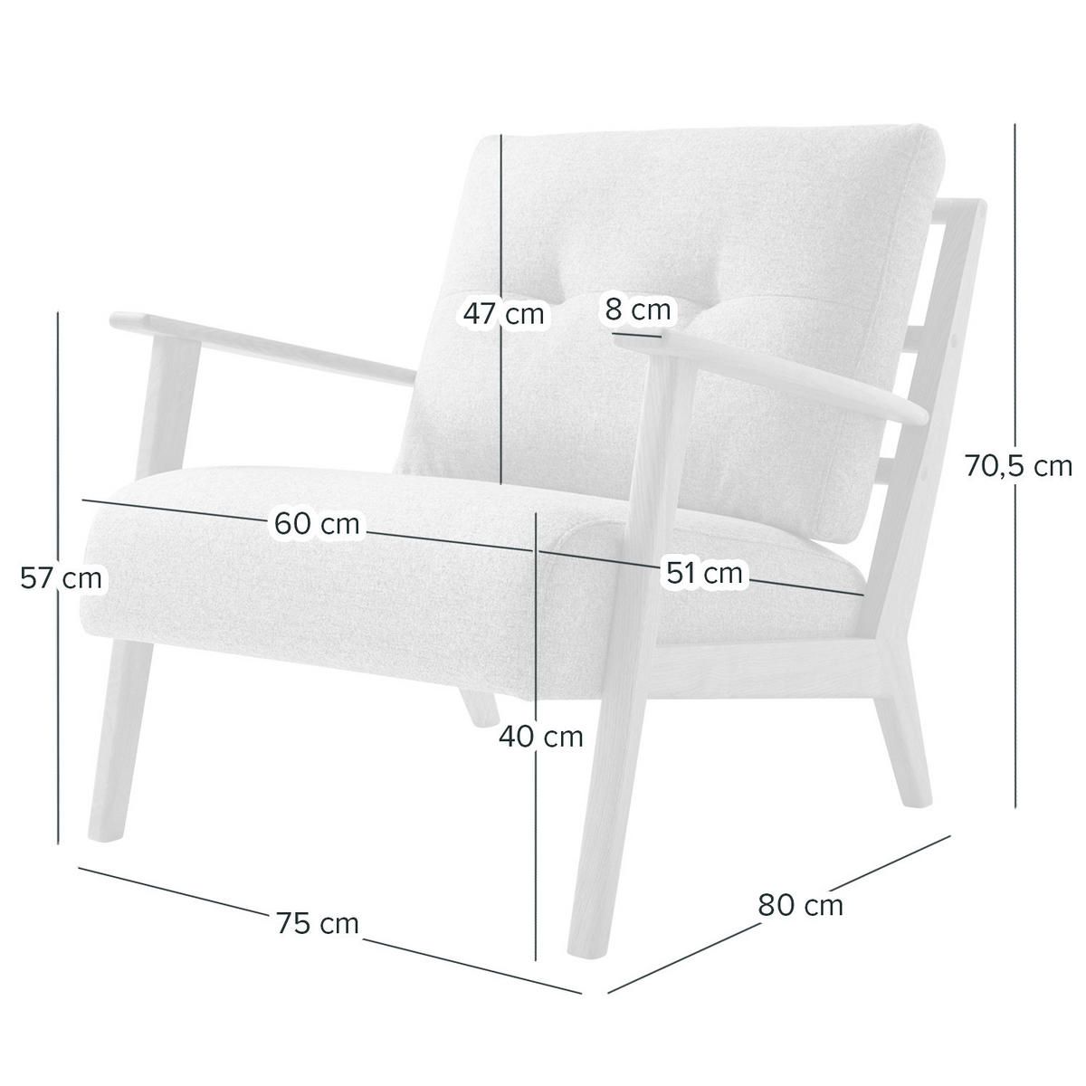 SESSEL - Dunkelgrau/Braun, Eichenholz/Holz (83/80/75cm) - home24