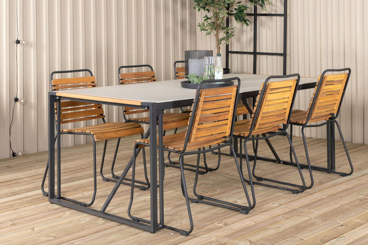GARTENSTUHL 2er Set Akazie Dekor - Akaziefarben, Metall (57/86/59cm) - ebuy24