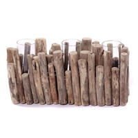 VASE Yela 35x18x11 cm, Treibholz, 3 Gläser naturfarben - Naturfarben, Holz (18cm) - CREEDWOOD