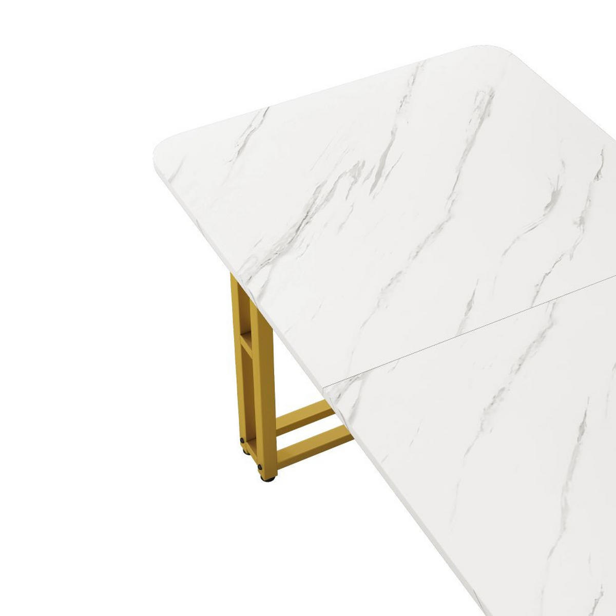 ESSTISCH 120x70 cm in Weiß und Golden mit Gestell aus Metall - Goldfarben, Holz/Metall (120/70/74cm) - KOMHTOM