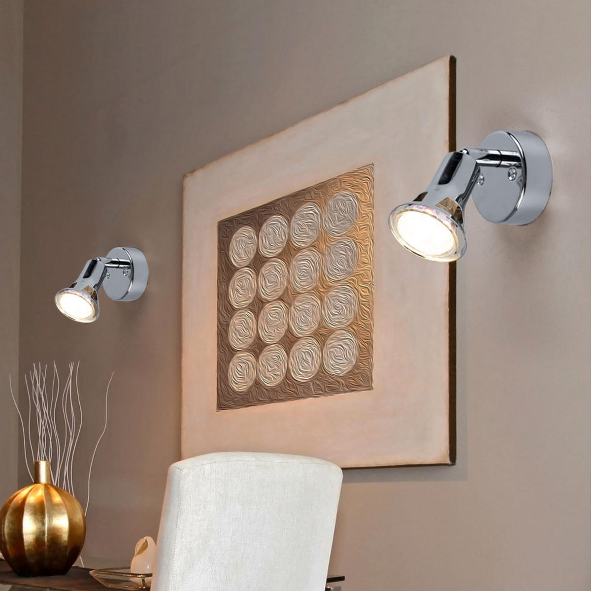 LED WANDLEUCHTE DANTE Silber Chrom - Silberfarben, Metall (7/13/10cm) - Globo Lighting