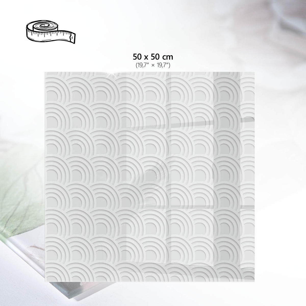 TISCHPLATTE 50x50 cm – Elegantes Muster - Dunkelblau, Glas (50/50/0.4cm) - Wallfluent