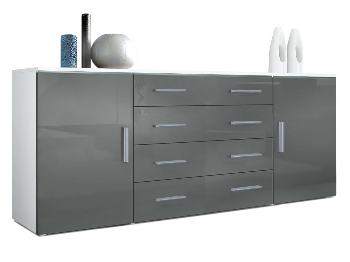 SIDEBOARD Verona Grau Hochglanz - Grau, Holzwerkstoff (166/72/35cm) - Vladon