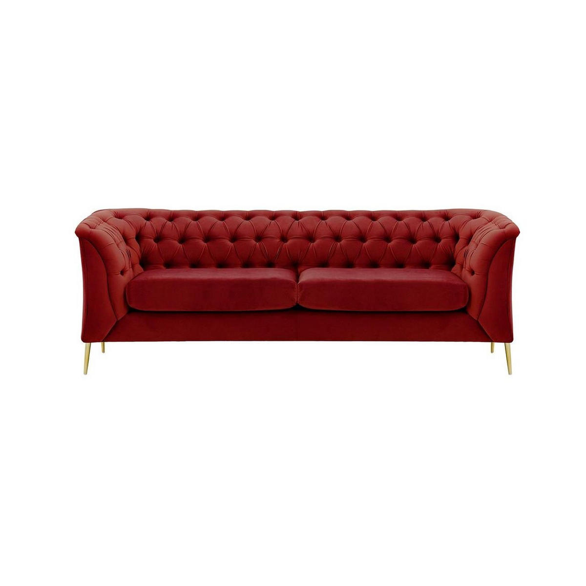 2,5-SITZER-SOFA Chesterfield Modern-Velluto 7 - Rot, Holz/Textil (209/74/80cm)